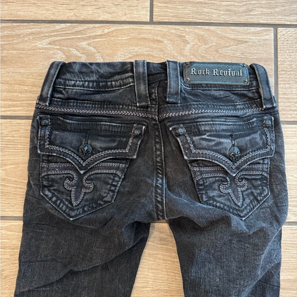 ROCK REVIVAL ANAIS SZ 24 SKINNY EMBROIDERED BLACK DENIM JEANS - Picture 11 of 16